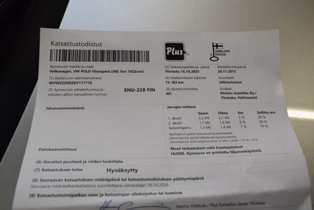 VOLKSWAGEN Polo 2015 Comfortline 1,4 TDI 55 kW (75 hv)JAKOHIHNA VAIHDETTU 5/2025 AJ.72000 KM EBER  LISÄLÄMMI