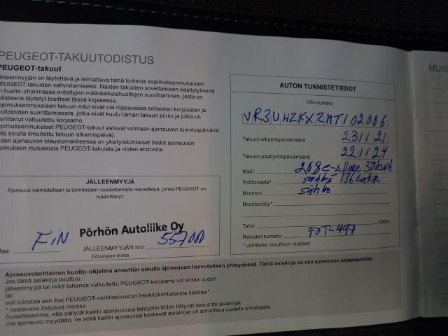 PEUGEOT e-208 2022 Allure Pack 50 kWh 136 Automaatti