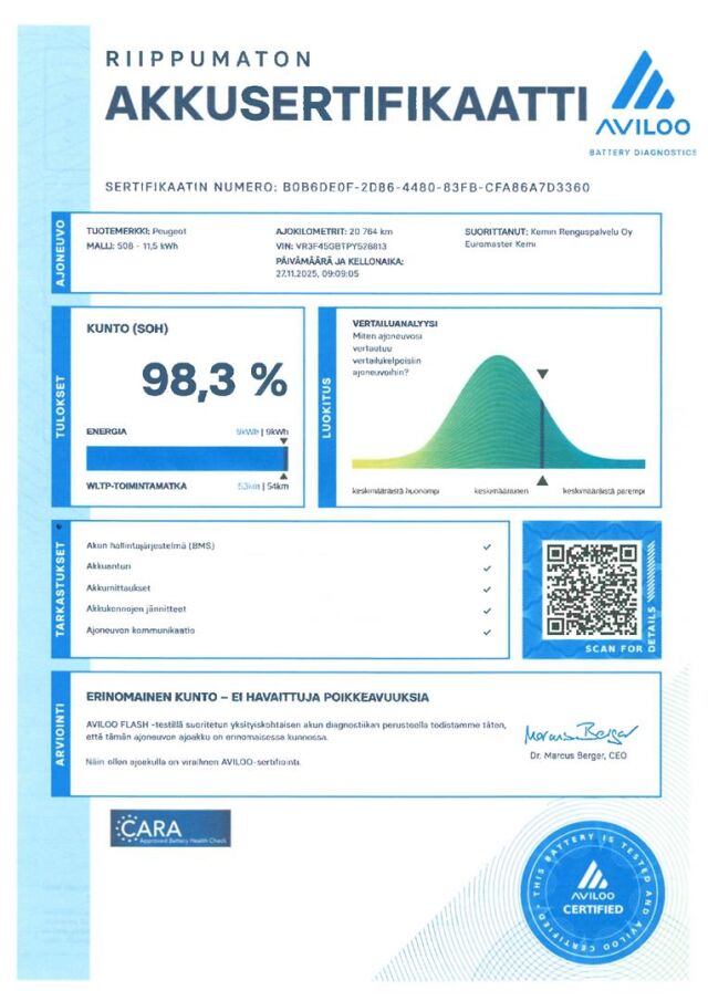 PEUGEOT 508 2023 SW PSE Hybrid4 360 EAT8-automaatti / Matrix / AGR-penkit / Nightvision / Focal-HIFI